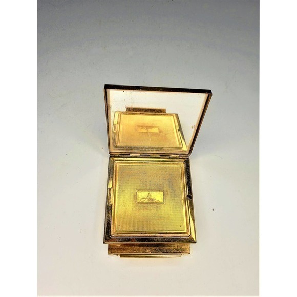 Vintage Avon Rectangular Engine Turn Stripe Case‎ Mirrored Cosmetic Compact - Picture 3 of 5